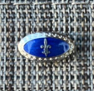 Vintage Royal Blue Enamel Gold-Toned Marquise Lapel Pin / Tie Tack